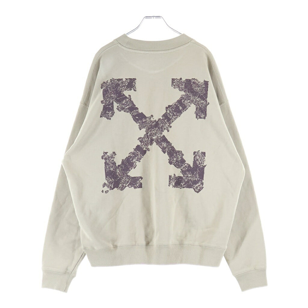 OFF-WHITE(オフホワイト) 26SS LOGO CREWNECK SWEATSHIRT バックアロー ロゴプリント クルーネックスウェットトレーナー ベージュ 44MBA054S26F003250