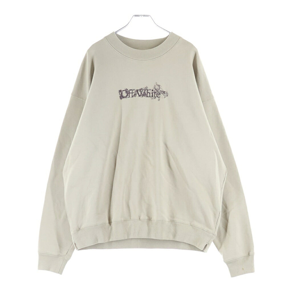 OFF-WHITE(オフホワイト) 26SS LOGO CREWNECK SWEATSHIRT バックアロー ロゴプリント クルーネックスウェットトレーナー ベージュ 44MBA054S26F003250