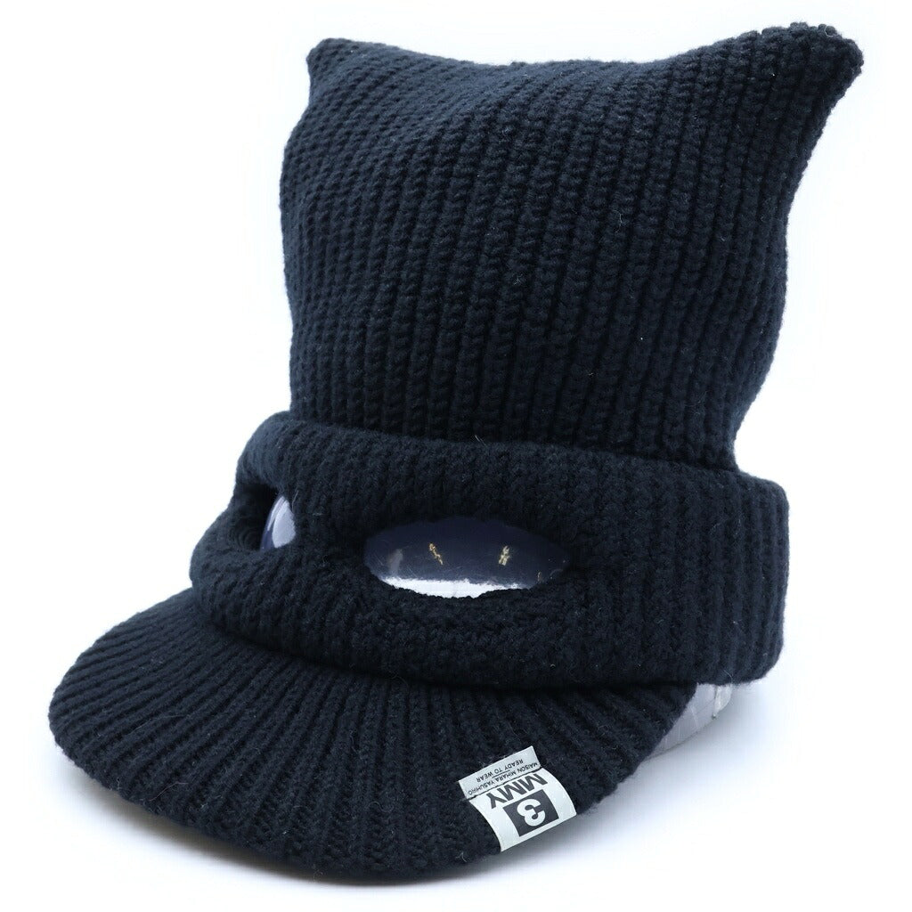 MAISON MIHARAYASUHIRO(メゾンミハラヤスヒロ) ×CA4LA MASKED CAT VISOR KNIT CAP カシラ マスクド バイザー ニットキャップ 帽子 ブラック A15AC402-0