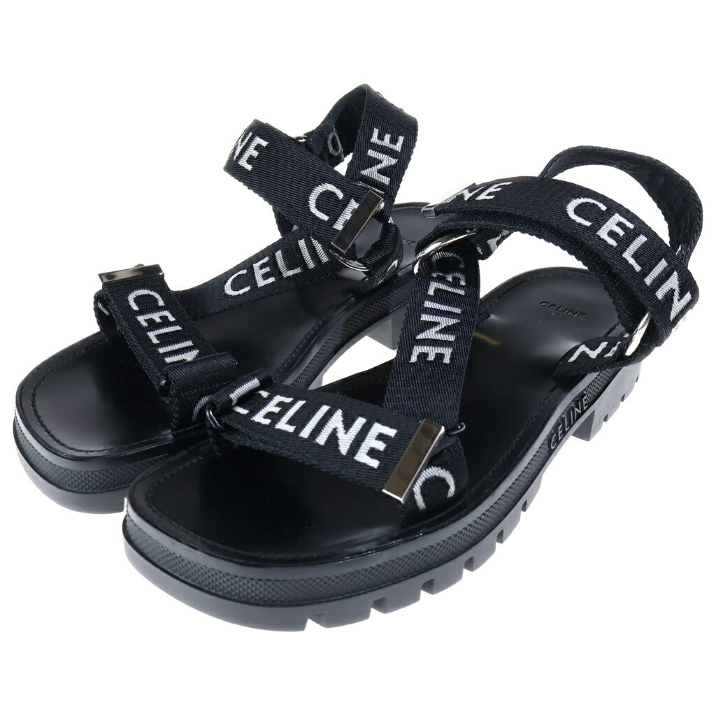 CELINE(セリーヌ) レオ ロゴストラップ サンダル ブラック