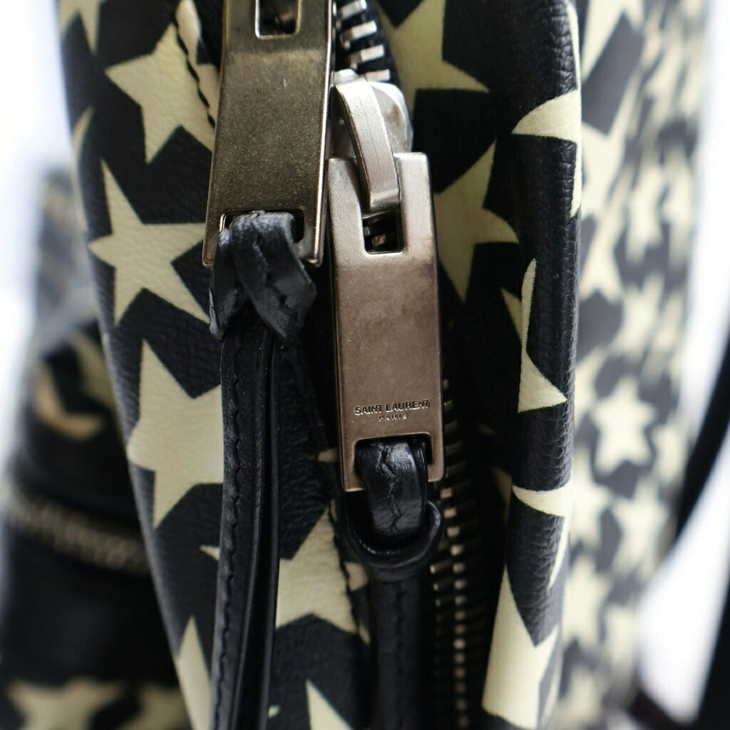 SAINT LAURENT PARIS(サンローランパリ) クラシック ハンター スタープリント バックパック リュックサック ブラック/ホワイト 326865