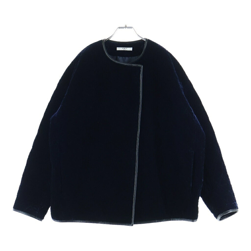 NO BRAND(ノーブランド) SHE TOKYO(シートーキョー) Gaia velvet quilt ガイア ベルベット キルティングジャケット ネイビー レディース S-JK-14b