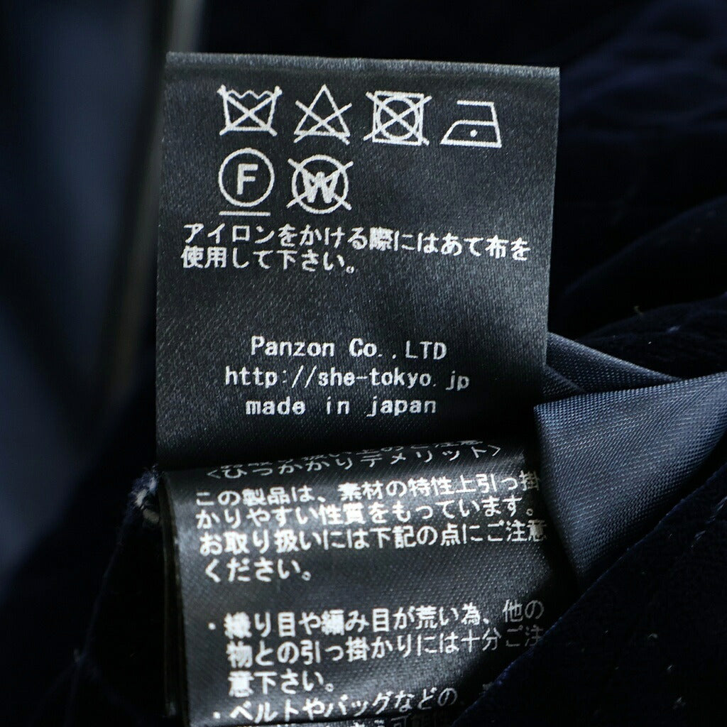 NO BRAND(ノーブランド) SHE TOKYO(シートーキョー) Gaia velvet quilt ガイア ベルベット キルティングジャケット ネイビー レディース S-JK-14b