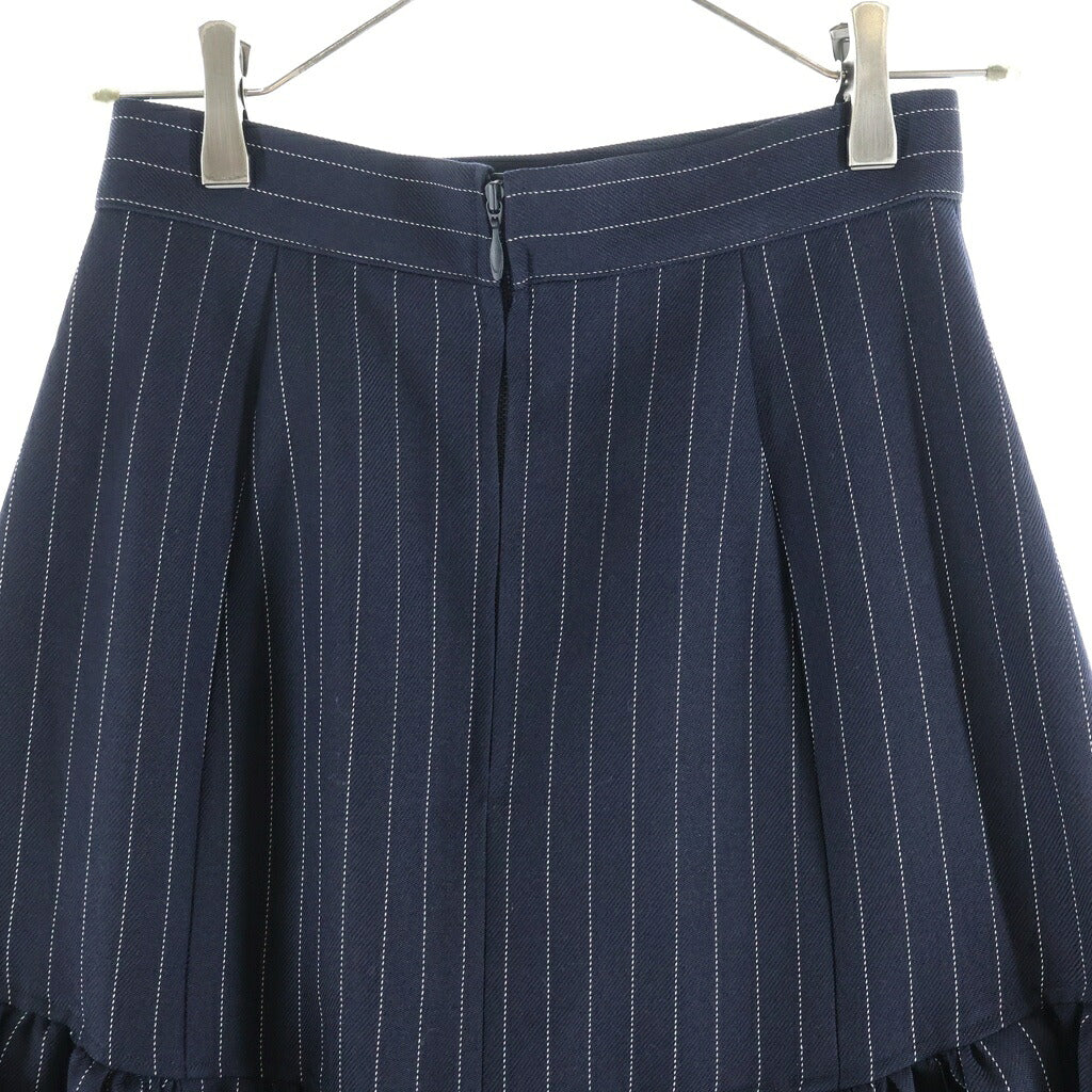 NO BRAND(ノーブランド) SHE TOKYO(シートーキョー) ピンストライプ ギャザー切替 ロングフレアスカート ネイビー レディース S-SK-293