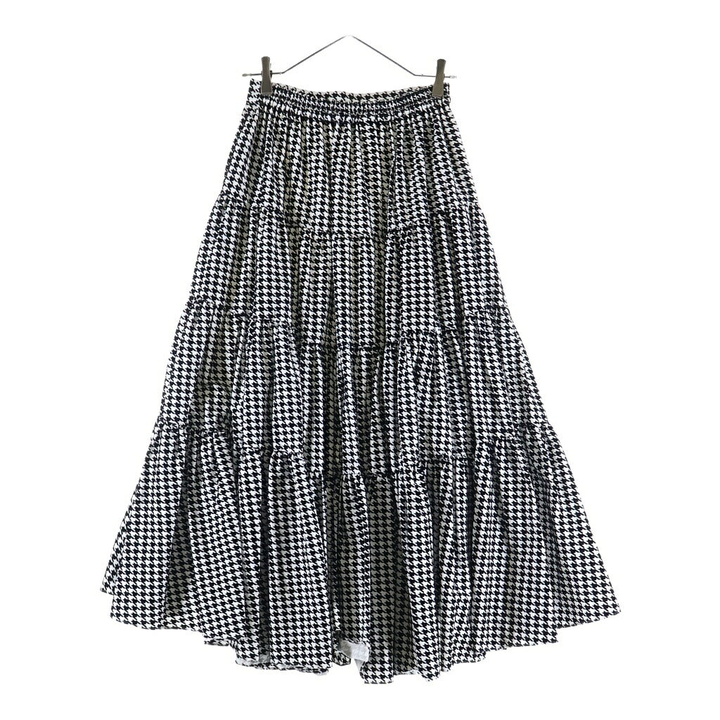 NO BRAND(ノーブランド) SHE TOKYO(シートーキョー) Lisa houndstooth ハウンドトゥース 千鳥格子柄 ティアードスカート ホワイト/ブラック レディース S-SK-348