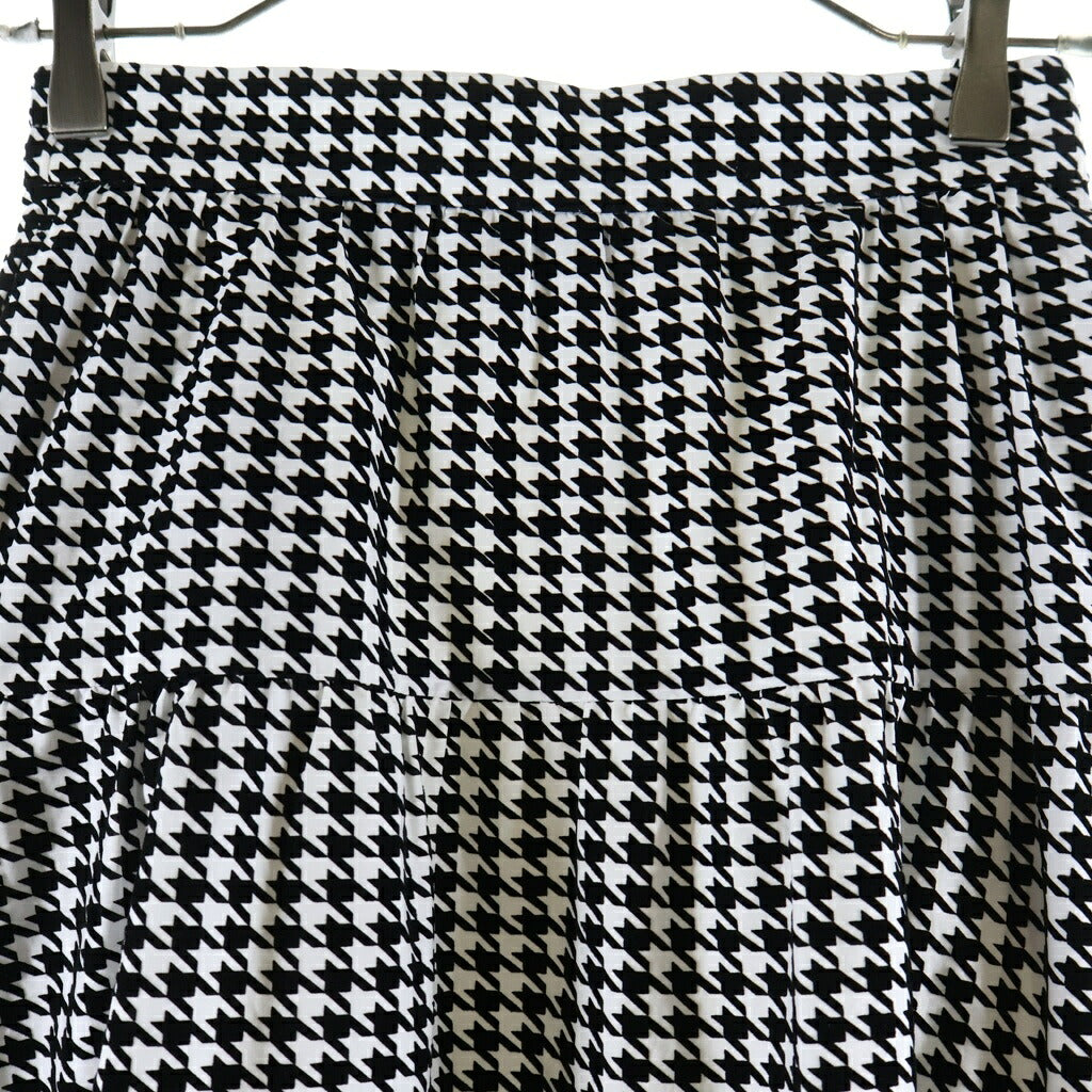 NO BRAND(ノーブランド) SHE TOKYO(シートーキョー) Lisa houndstooth ハウンドトゥース 千鳥格子柄 ティアードスカート ホワイト/ブラック レディース S-SK-348
