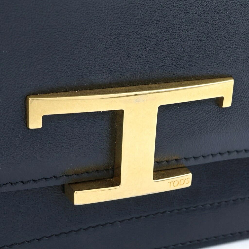 TOD'S(トッズ) T タイムレス クロスボディ レザーショルダーバッグ ブラック