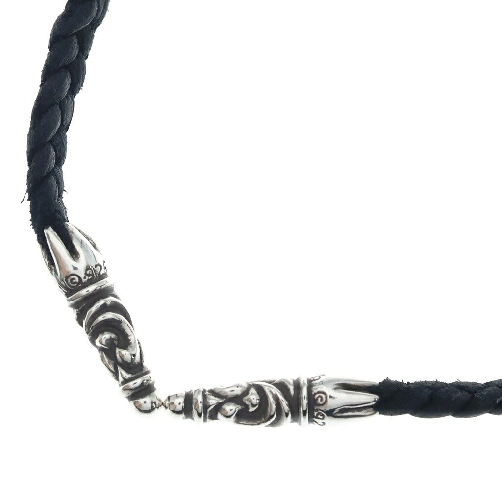 CHROME HEARTS(クロムハーツ) LEATHER BRAID SCROLL ネックレス レザーブレイドネックレス ブラック/シルバー BCA377