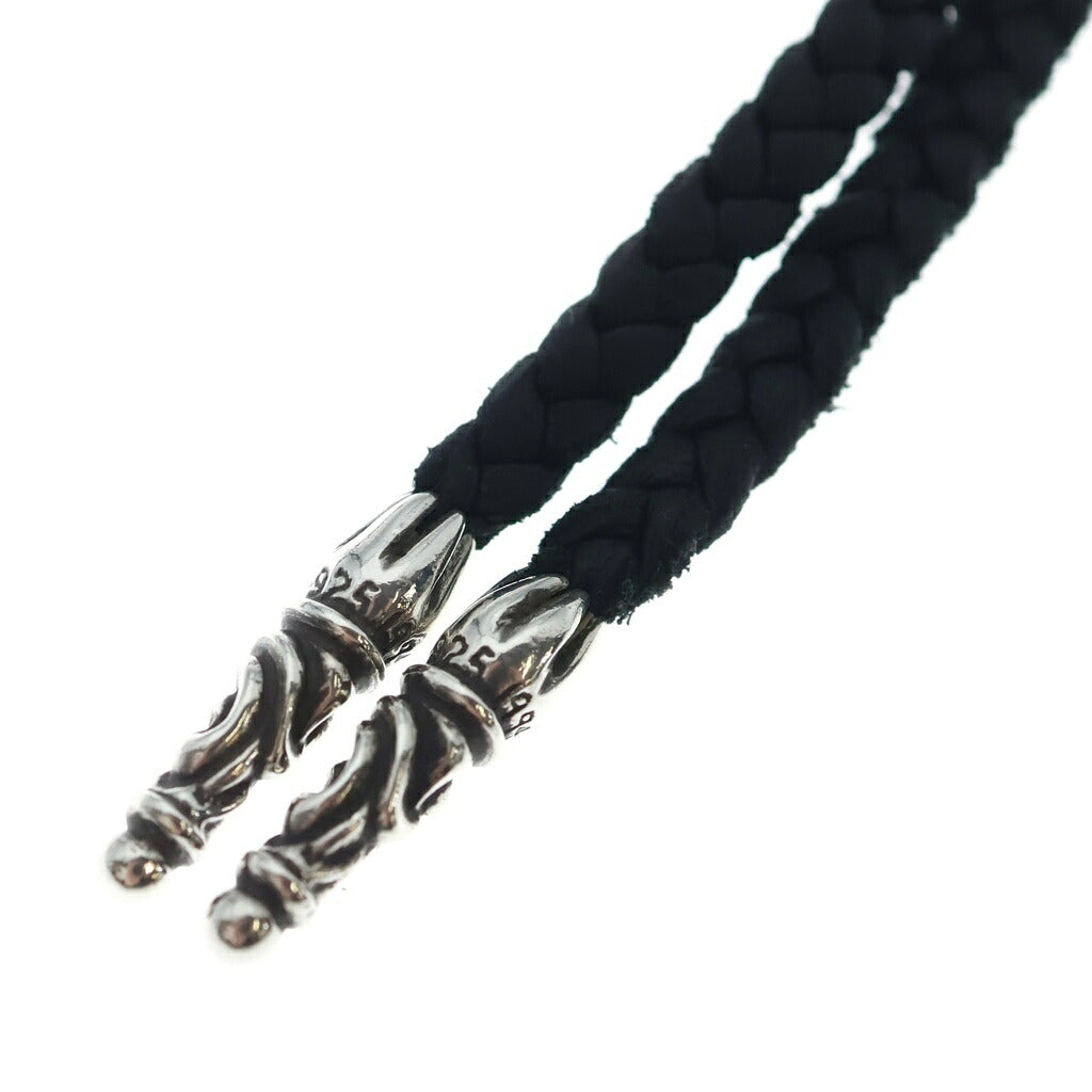 CHROME HEARTS(クロムハーツ) LEATHER BRAID SCROLL ネックレス レザーブレイドネックレス ブラック/シルバー BCA377