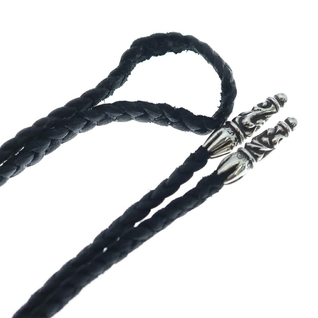CHROME HEARTS(クロムハーツ) LEATHER BRAID SCROLL ネックレス レザーブレイドネックレス ブラック/シルバー BCA377