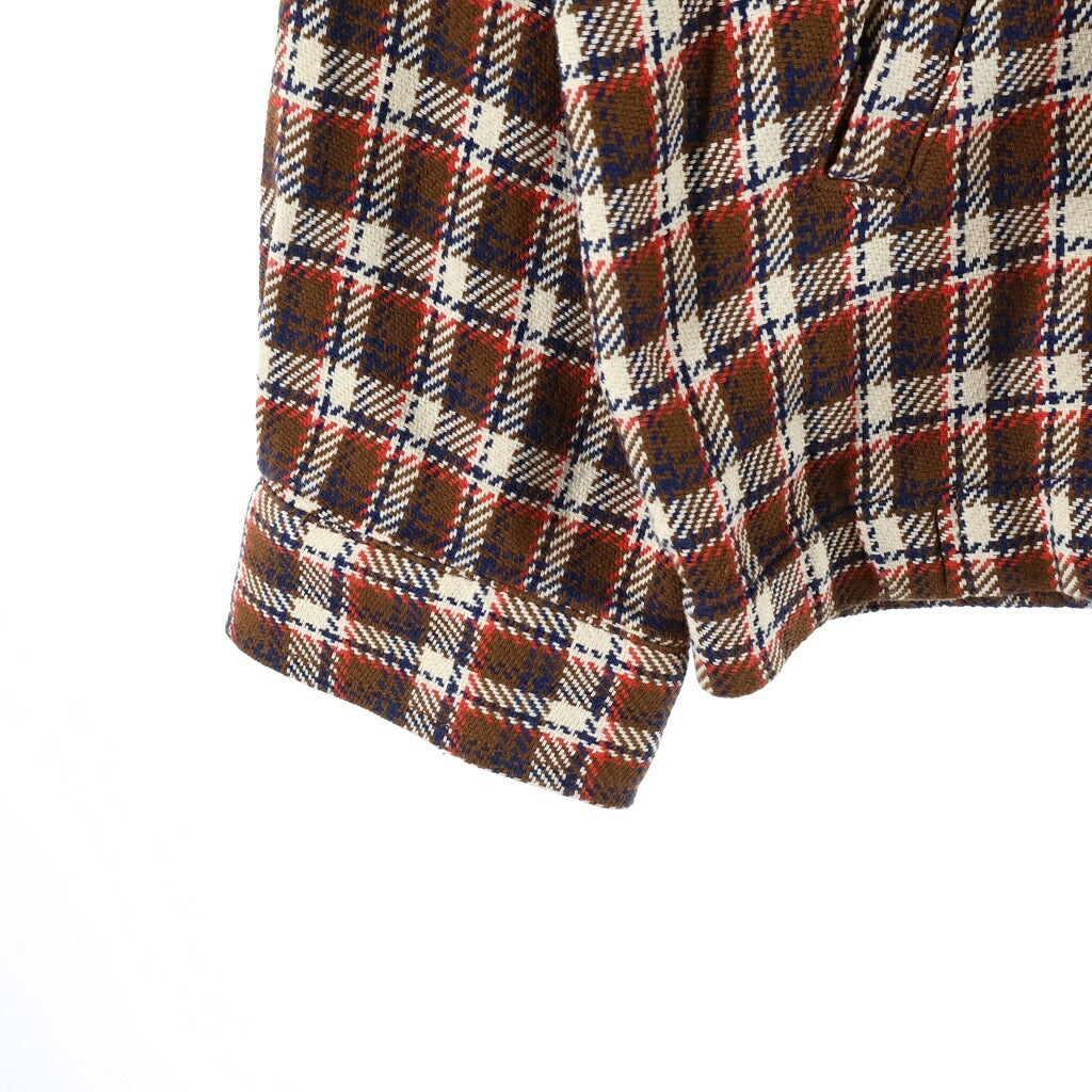 A BATHING APE(アベイシングエイプ) BAPE CHECK ZIP SHIRT ロゴワッペン チェック柄 コットンジップアップジャケット ブラウン 001SHM301004M