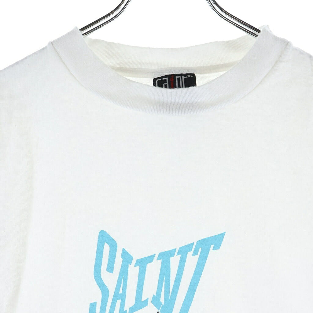 SAINT MICHAEL(セントマイケル) 24SS RIBON SAINT S/S TEE リボンセント フロントプリントTシャツ 半袖クルーネックカットソー ホワイト SM-YS8-0000-012