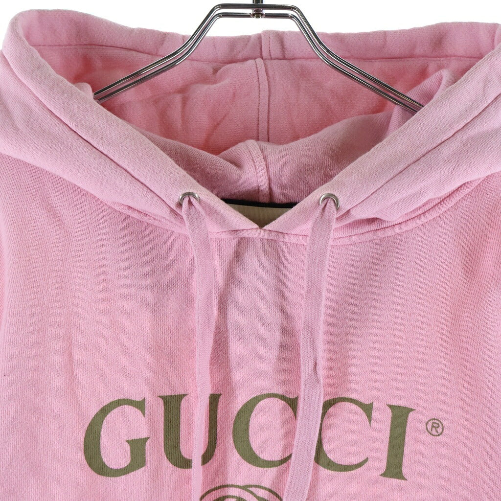 GUCCI(グッチ) 18AW DRAGON EMBROIDERY PULLOVER HOODIE ヴィンテージロゴ ドラゴン刺繍 プルオーバースウェットパーカー フーディー ピンク 475374 X9V46