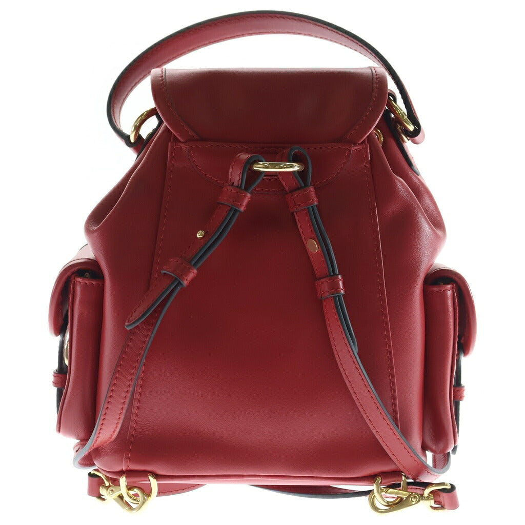 miumiu(ミュウミュウ) ソフトレザー ロゴバックパック リュック レッド 5BZ043 2CRW F0011
