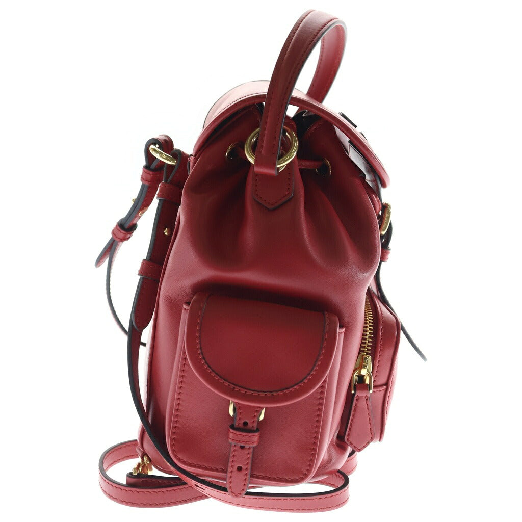 miumiu(ミュウミュウ) ソフトレザー ロゴバックパック リュック レッド 5BZ043 2CRW F0011