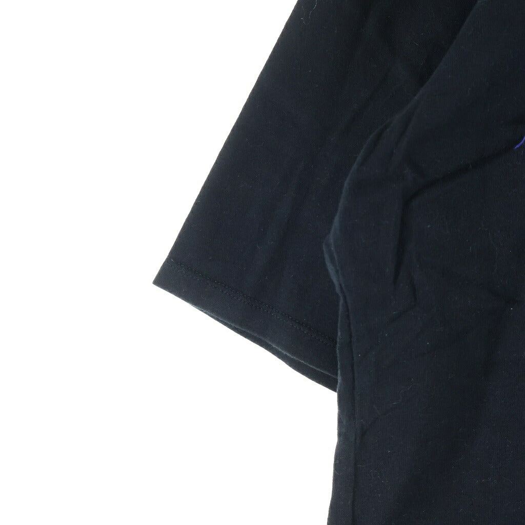 doublet(ダブレット) 18SS DEADSTOCK EMBROIDERY T-SHIRT WITH HAND-PAINT サンダープリント ロゴエンブロイダリー クルーネック半袖Tシャツ カットソー ブラック 18SS16CS87