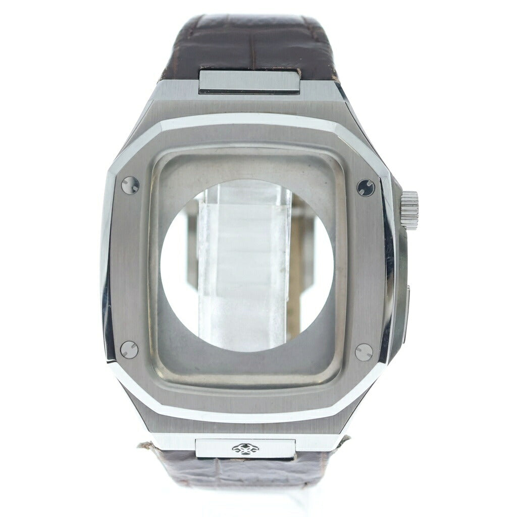 GOLDEN CONCEPT(ゴールデンコンセプト) CL-44 APPLE WATCH CASE レザー ステンレススチール アップルウォッチケース バンド シルバー/ブラウン