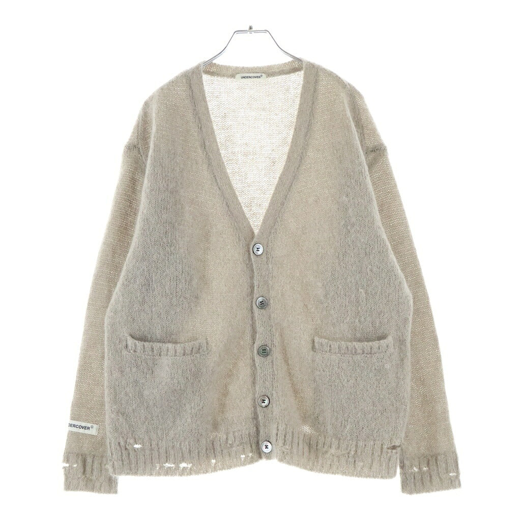 UNDERCOVER(アンダーカバー) 23AW リブダメージ加工 モヘアニットカーディガン ベージュ UP2C4906