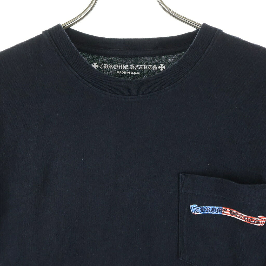 CHROME HEARTS(クロムハーツ) PPO US SCRL T-SHIRT アメリカンフラッグ スクロールラベルプリント クルーネック長袖Tシャツ カットソー ブラック