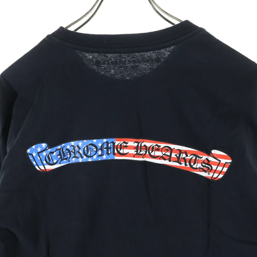 CHROME HEARTS(クロムハーツ) PPO US SCRL T-SHIRT アメリカンフラッグ スクロールラベルプリント クルーネック長袖Tシャツ カットソー ブラック