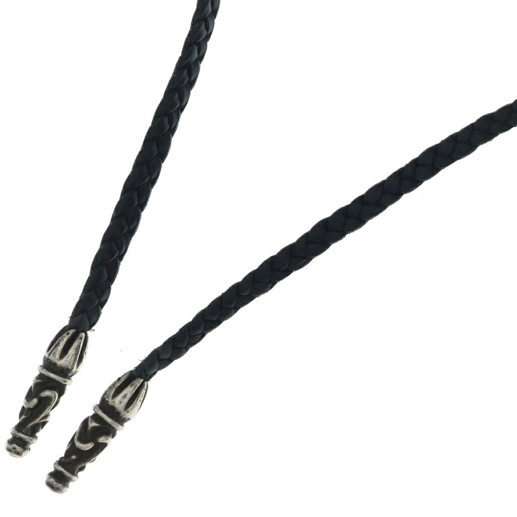 CHROME HEARTS(クロムハーツ) LEATHER BRAID SCROLL ネックレス レザーブレイドネックレス ブラック/シルバー BCA377
