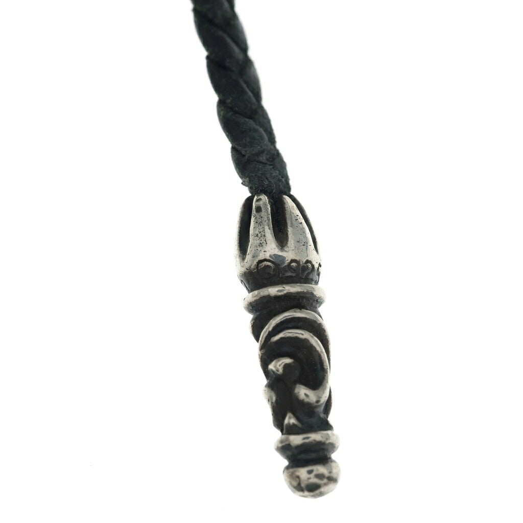 CHROME HEARTS(クロムハーツ) LEATHER BRAID SCROLL ネックレス レザーブレイドネックレス ブラック/シルバー BCA377