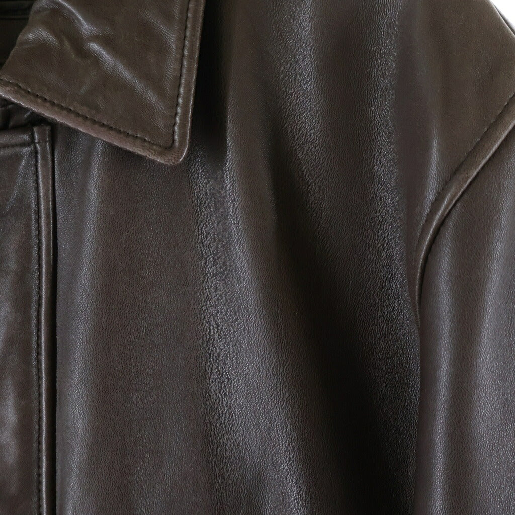 NO BRAND(ノーブランド) Jos.A.Bank(ジョス・エー・バンク) SIGNATURE COLLECTION ライナー付 ジップアップレザージャケット ブラウン