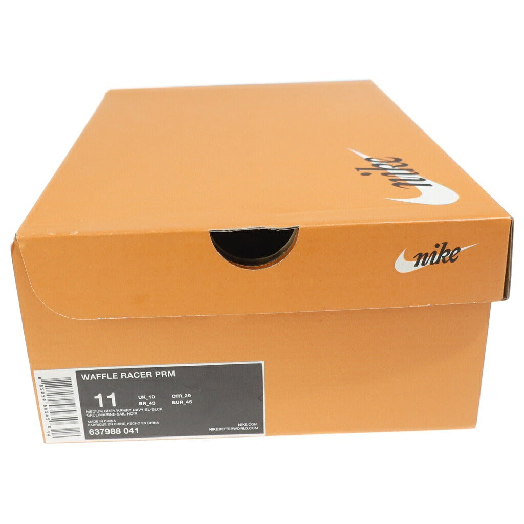 NIKE(ナイキ) 【観賞用 2013年製】×LOOPWHEELER WAFFLE RACER PRM ループウィラー ワッフル レーサー プレミアム ローカットスニーカー グレー/ネイビー US11/29cm 637988-041