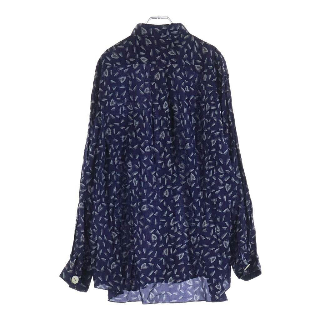 COMME des GARCONS HOMME PLUS(コムデギャルソンオムプリュス) 80-90S ARCHIVE アーカイブ リーフプリント総柄 レーヨン 長袖シャツ ネイビー XB-020270