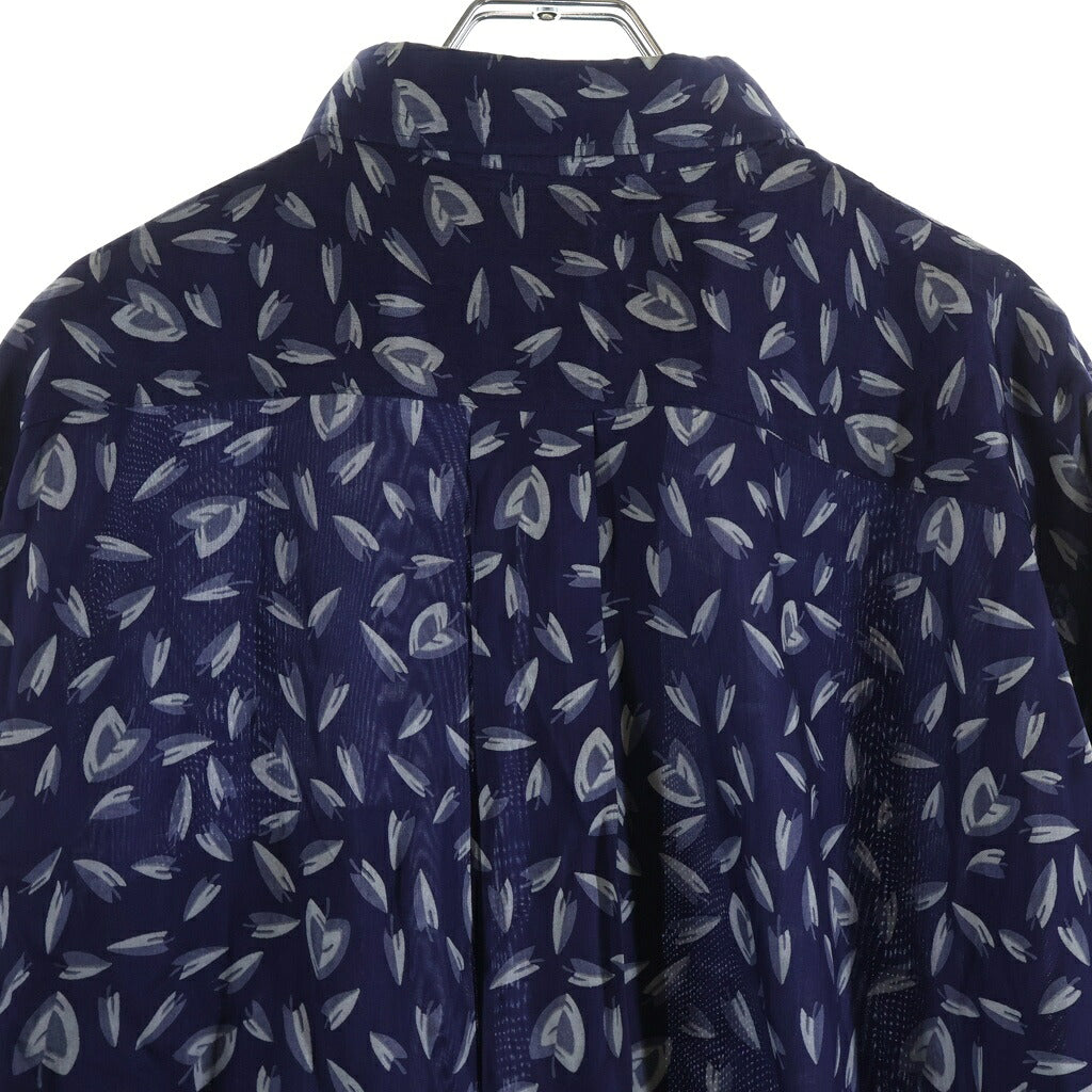 COMME des GARCONS HOMME PLUS(コムデギャルソンオムプリュス) 80-90S ARCHIVE アーカイブ リーフプリント総柄 レーヨン 長袖シャツ ネイビー XB-020270