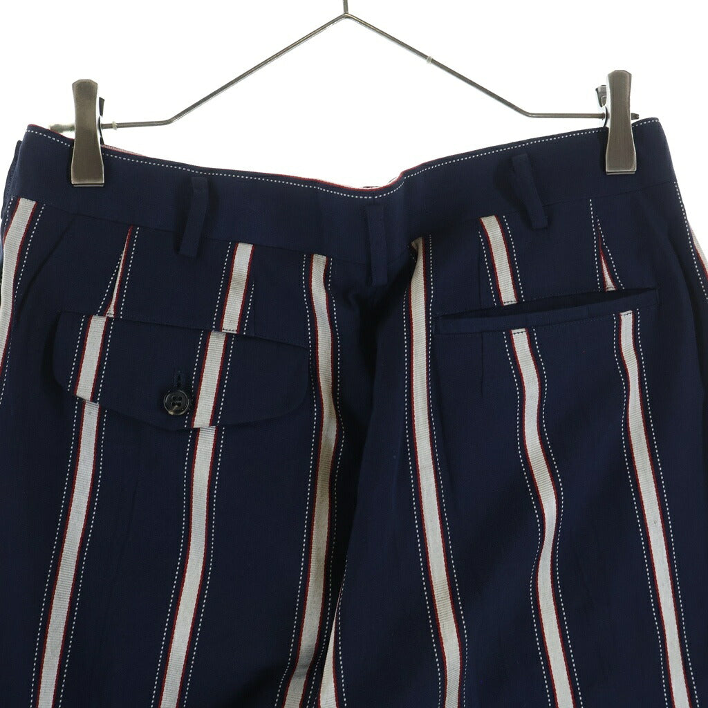 COMME des GARCONS HOMME PLUS(コムデギャルソンオムプリュス) 80-90S ARCHIVE アーカイブ サンプル品 マルチストライプ テーパードパンツ ネイビー