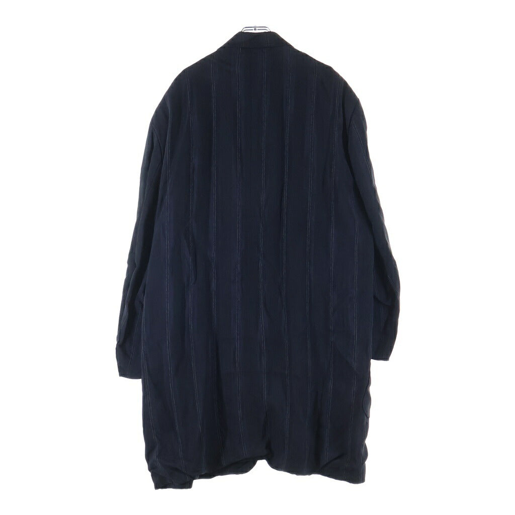 COMME des GARCONS HOMME PLUS(コムデギャルソンオムプリュス) 90S ARCHIVE アーカイブ レーヨン ストライプ チェスターコート ネイビー PJ-05003M