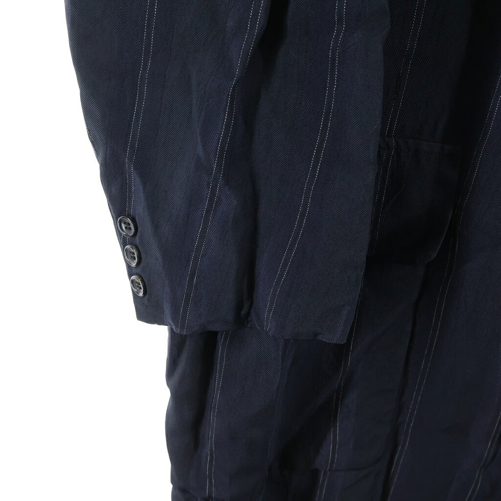 COMME des GARCONS HOMME PLUS(コムデギャルソンオムプリュス) 90S ARCHIVE アーカイブ レーヨン ストライプ チェスターコート ネイビー PJ-05003M