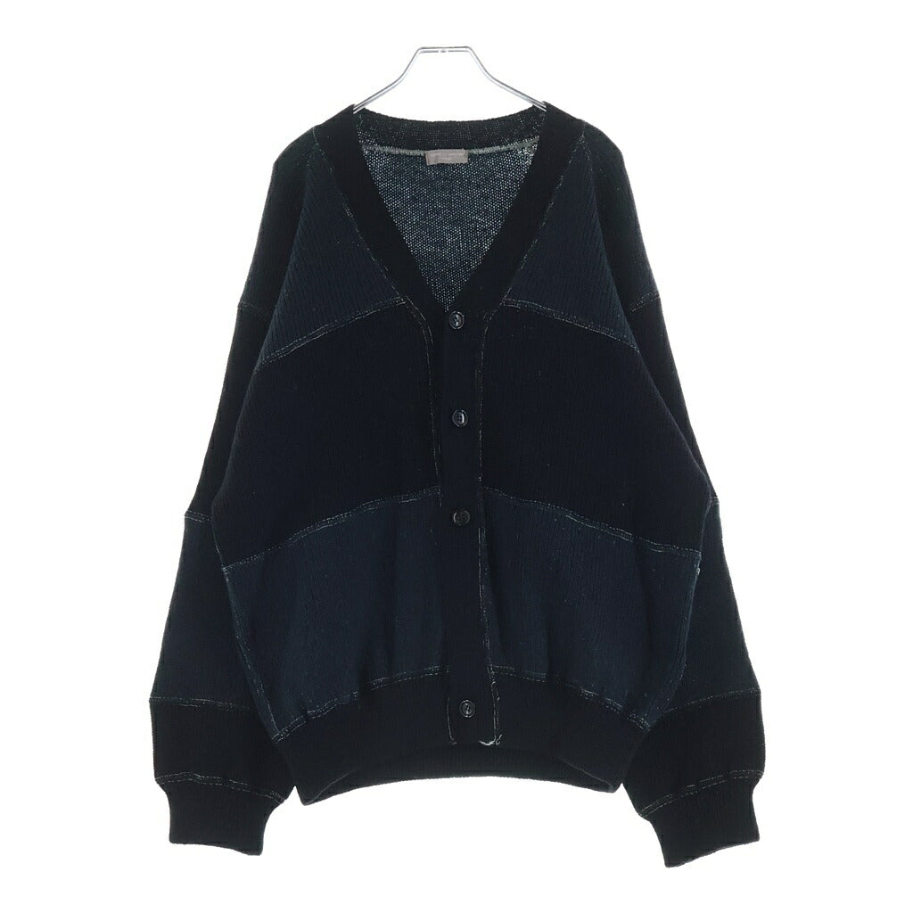 COMME des GARCONS HOMME(コムデギャルソンオム) 90-00S ARCHIVE アーカイブ 田中オム期 銀タグ バイカラー ニットカーディガン ネイビー
