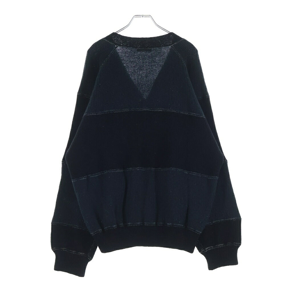 COMME des GARCONS HOMME(コムデギャルソンオム) 90-00S ARCHIVE アーカイブ 田中オム期 銀タグ バイカラー ニットカーディガン ネイビー