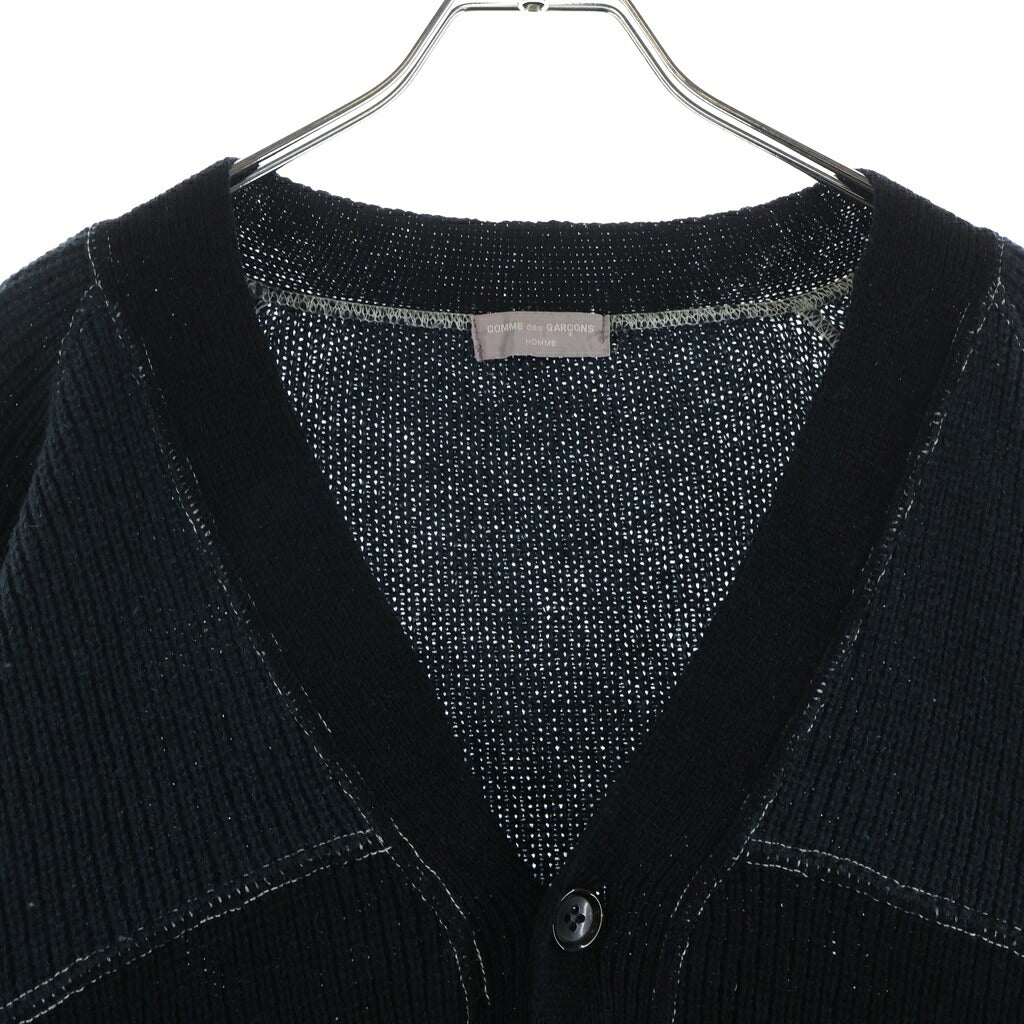 COMME des GARCONS HOMME(コムデギャルソンオム) 90-00S ARCHIVE アーカイブ 田中オム期 銀タグ バイカラー ニットカーディガン ネイビー