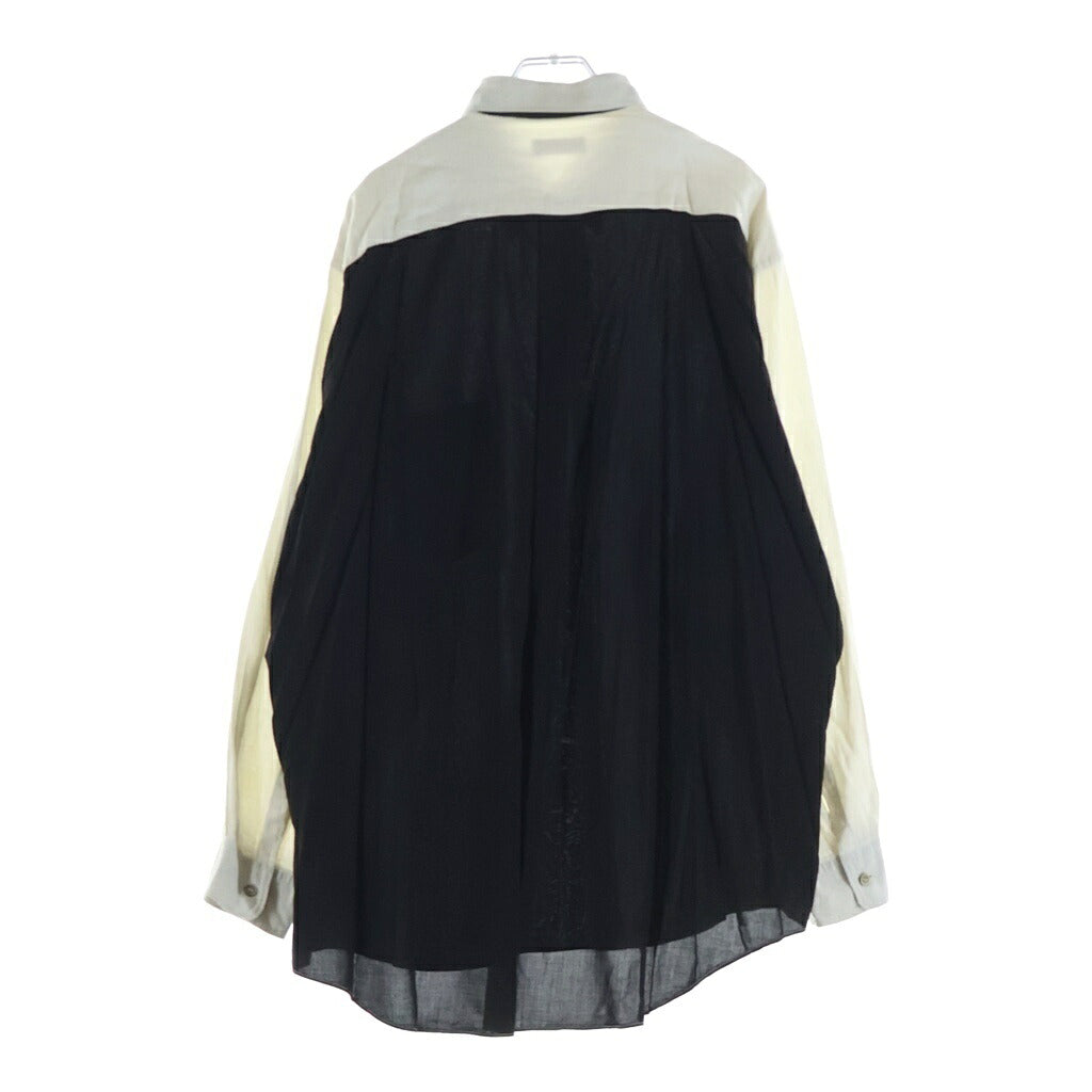 COMME des GARCONS HOMME PLUS(コムデギャルソンオムプリュス) 80-90S ARCHIVE アーカイブ シワ加工 レーヨン混 バイカラー 長袖シャツ ブラック/ホワイト PB-050580