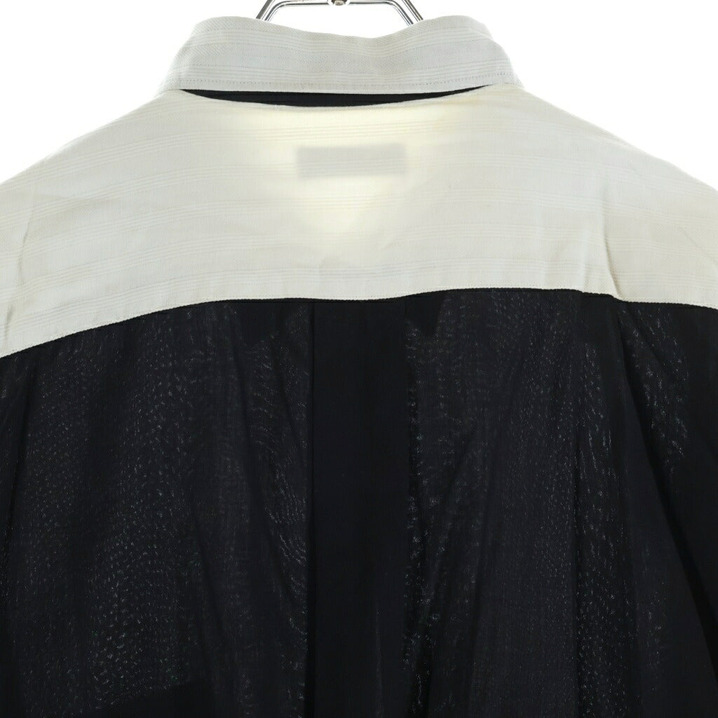 COMME des GARCONS HOMME PLUS(コムデギャルソンオムプリュス) 80-90S ARCHIVE アーカイブ シワ加工 レーヨン混 バイカラー 長袖シャツ ブラック/ホワイト PB-050580
