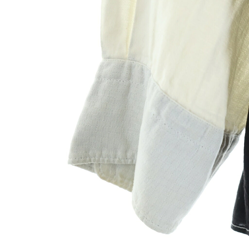 COMME des GARCONS HOMME PLUS(コムデギャルソンオムプリュス) 80-90S ARCHIVE アーカイブ シワ加工 レーヨン混 バイカラー 長袖シャツ ブラック/ホワイト PB-050580