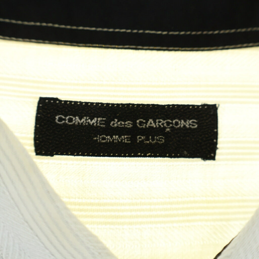 COMME des GARCONS HOMME PLUS(コムデギャルソンオムプリュス) 80-90S ARCHIVE アーカイブ シワ加工 レーヨン混 バイカラー 長袖シャツ ブラック/ホワイト PB-050580