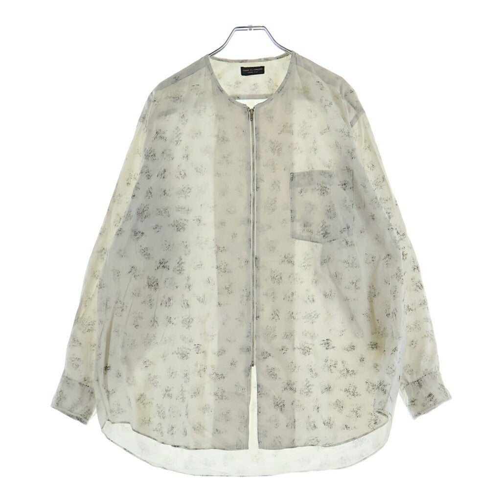 COMME des GARCONS HOMME PLUS(コムデギャルソンオムプリュス) 80-90S ARCHIVE アーカイブ 総柄 ノーカラージップアップ長袖シャツ ホワイト