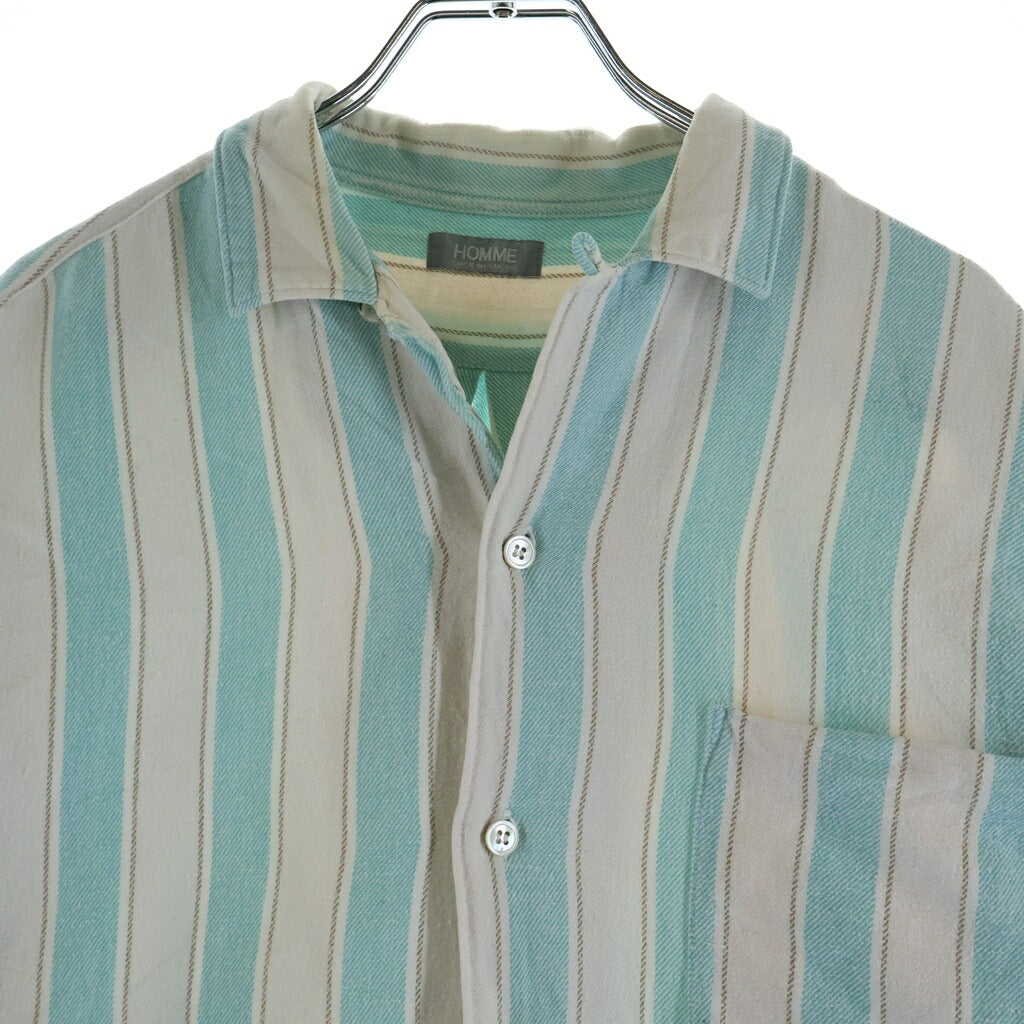 COMME des GARCONS HOMME(コムデギャルソンオム) 90-00S ARCHIVE アーカイブ 田中オム期 銀タグ デカオム ストライプ長袖シャツ ライトブルー