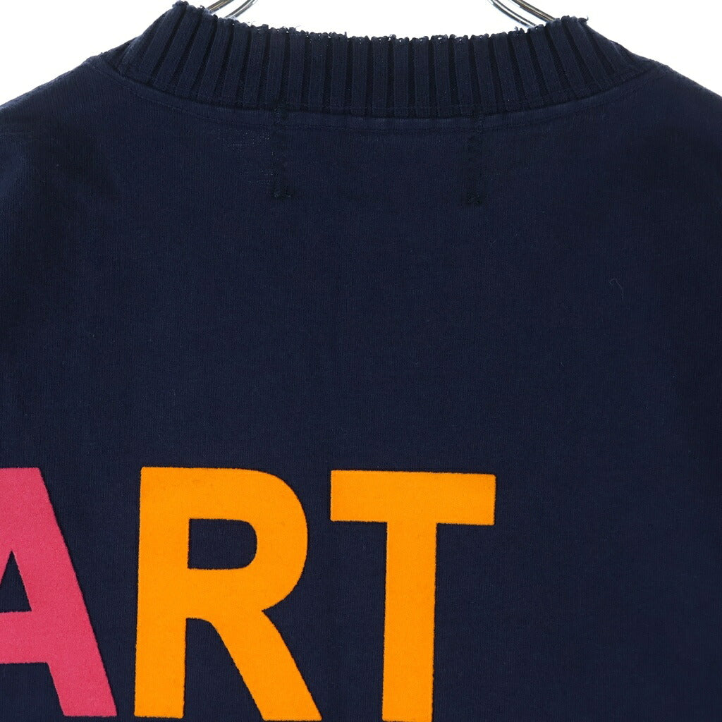 Perfect Ribs(パーフェクトリブス) ×A MOVEMENT ART LOVE MUSIC BASIC S/S T-SHIRT ア ラブモーメント フロッキープリントTシャツ 半袖クルーネックカットソー ネイビー PR634010A1