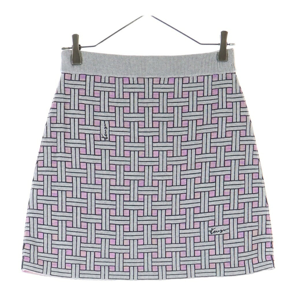 KENZO(ケンゾー) Weave 幾何学模様 ニットミニスカート グレー/ピンク レディース FF62JU6013CQ