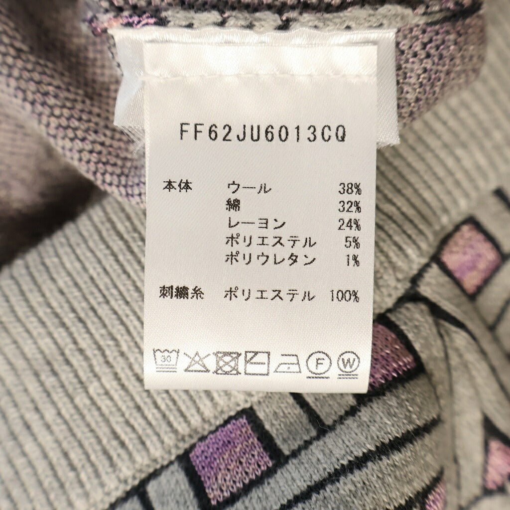 KENZO(ケンゾー) Weave 幾何学模様 ニットミニスカート グレー/ピンク レディース FF62JU6013CQ