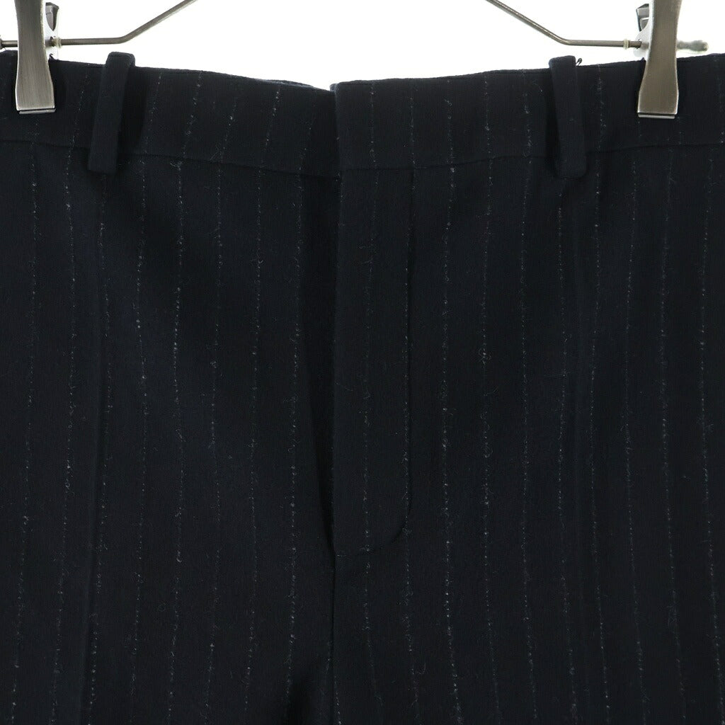 SAINT LAURENT PARIS(サンローランパリ) ピンストライプ ハイウエスト ストレート ウール スラックスパンツ ブラック 844153 Y1M10