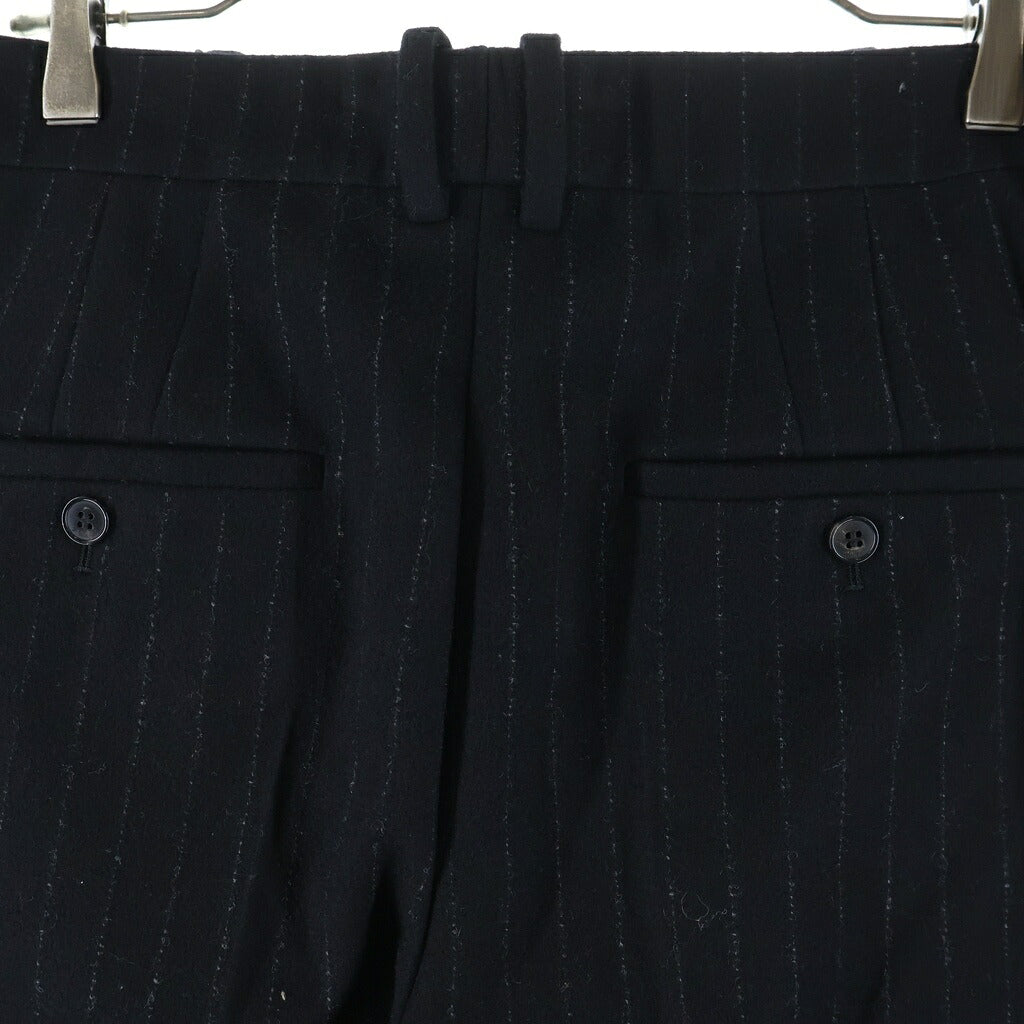 SAINT LAURENT PARIS(サンローランパリ) ピンストライプ ハイウエスト ストレート ウール スラックスパンツ ブラック 844153 Y1M10