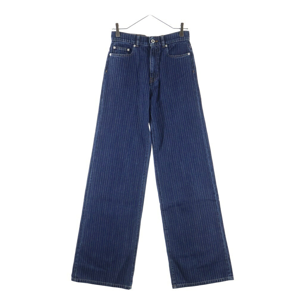 KENZO(ケンゾー) AYAME regular jeans in japanese denim ストライプデザイン ジップフライ ワイドデニムパンツ インディゴ レディース FE62DP2176F2
