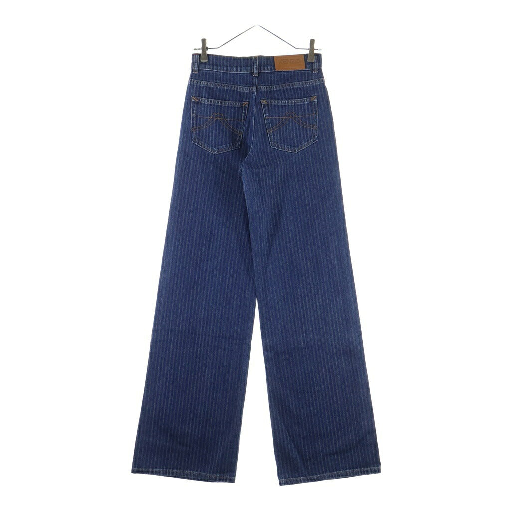 KENZO(ケンゾー) AYAME regular jeans in japanese denim ストライプデザイン ジップフライ ワイドデニムパンツ インディゴ レディース FE62DP2176F2