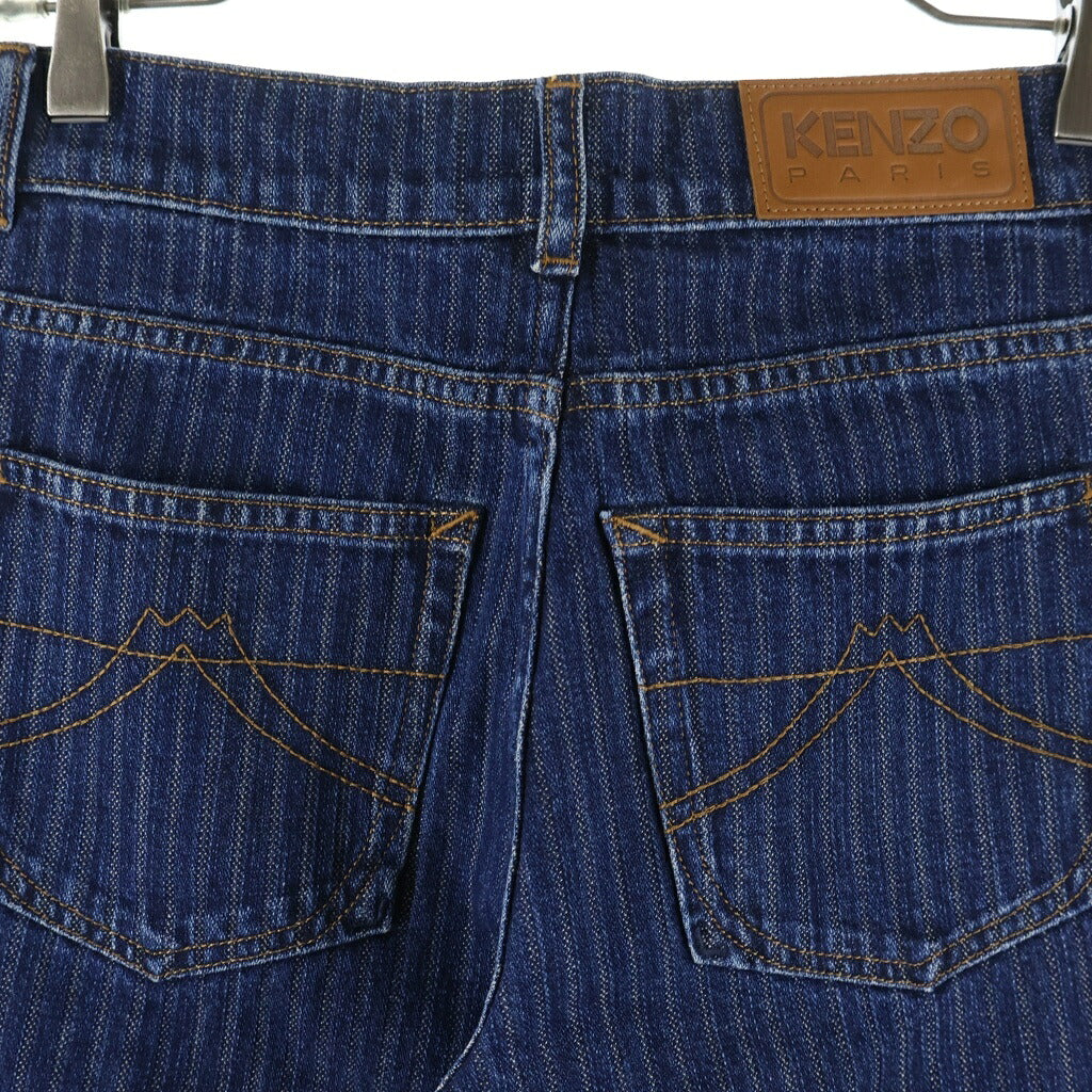KENZO(ケンゾー) AYAME regular jeans in japanese denim ストライプデザイン ジップフライ ワイドデニムパンツ インディゴ レディース FE62DP2176F2
